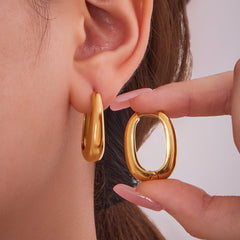 Polished U-Shaped Stainless Steel Hoop Earrings