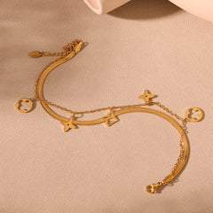 Double Layer Flower Charm Anklet