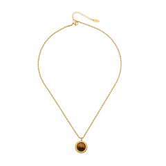 18K Gold-Plated Stone Pendant Rope Chain Necklace