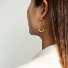 18K Gold-Plated Elongated Paperclip Earrings