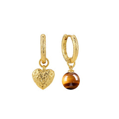 Daphne Vintage-Inspired Tiger-Eye Heart Stud Earrings
