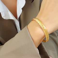 Gold-Tone Wheat Texture Open Cuff