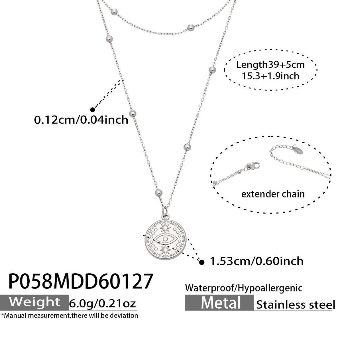 Layered Eye Coin Pendant Necklace