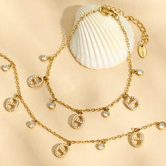 18K Gold-Plated Oval Charm Necklace, Bracelet or Anklet