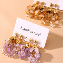 Citrine & Amethyst Crystal Drop Earrings