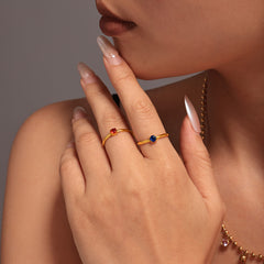 Color Cubic Zirconia Solitaire Open Ring