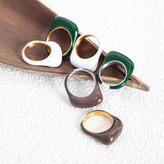 18K Gold-Plated Colored Enamel Open Ring