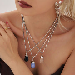 Sparkling Chain Resin Teardrop Pendant Necklace
