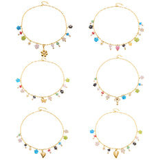 Gold-Tone Flower or Fruit Charm Necklace