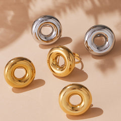 18K Gold-Plated Hollow Circle Open Ring