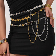 Coffee Bean Link Necklace Bracelet and Waist Chain