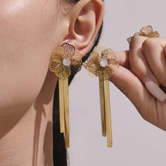 Cubic Zirconia Flower Tassel Jewelry