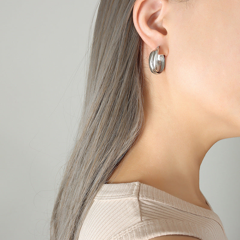18K Gold-Plated & Silver-Tone Double-Profile Hoops