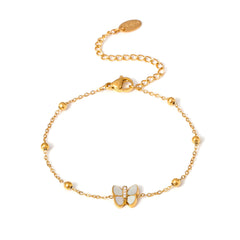 18K Gold-Plated Mother-of-Pearl Butterfly Bracelet