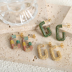 Sparkling G-Shaped Hoop Earrings