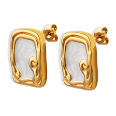 Framed Enamel Rectangle Stud Earrings