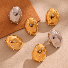Czech Rhinestone Oval Stud Earrings