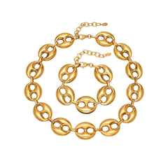 Coffee Bean Link Necklace & Bracelet