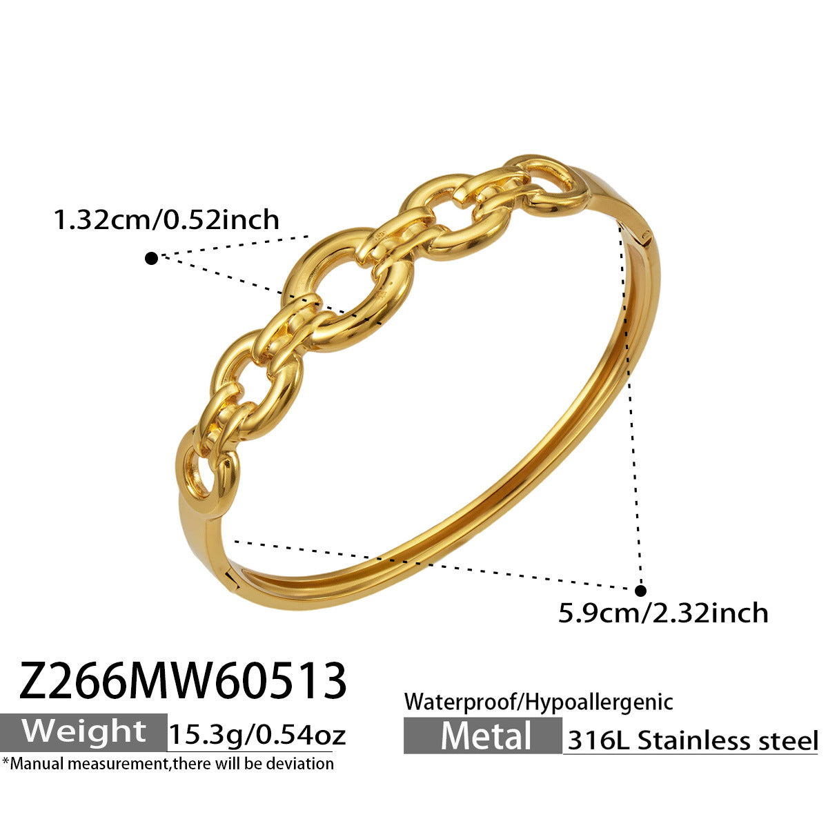 18K Gold-Plated Sculptural Link Bangle Bracelet