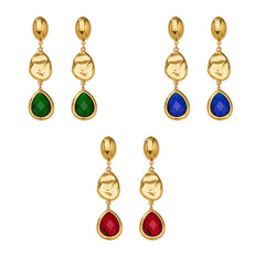 18K Gold-Plated Sculptural Glass Teardrop Earrings