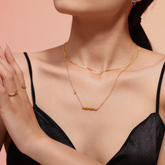 Lettering Pendant Layering Necklace