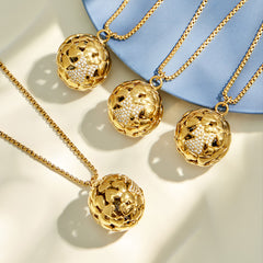 18K Gold-Plated Sparkling Ball Pendant Necklace