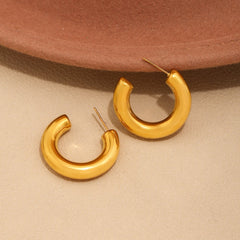18K Gold-Plated Rounded Hoop Earrings