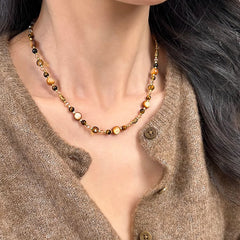 Camille Vintage-Inspired Tiger-Eye Choker Necklace