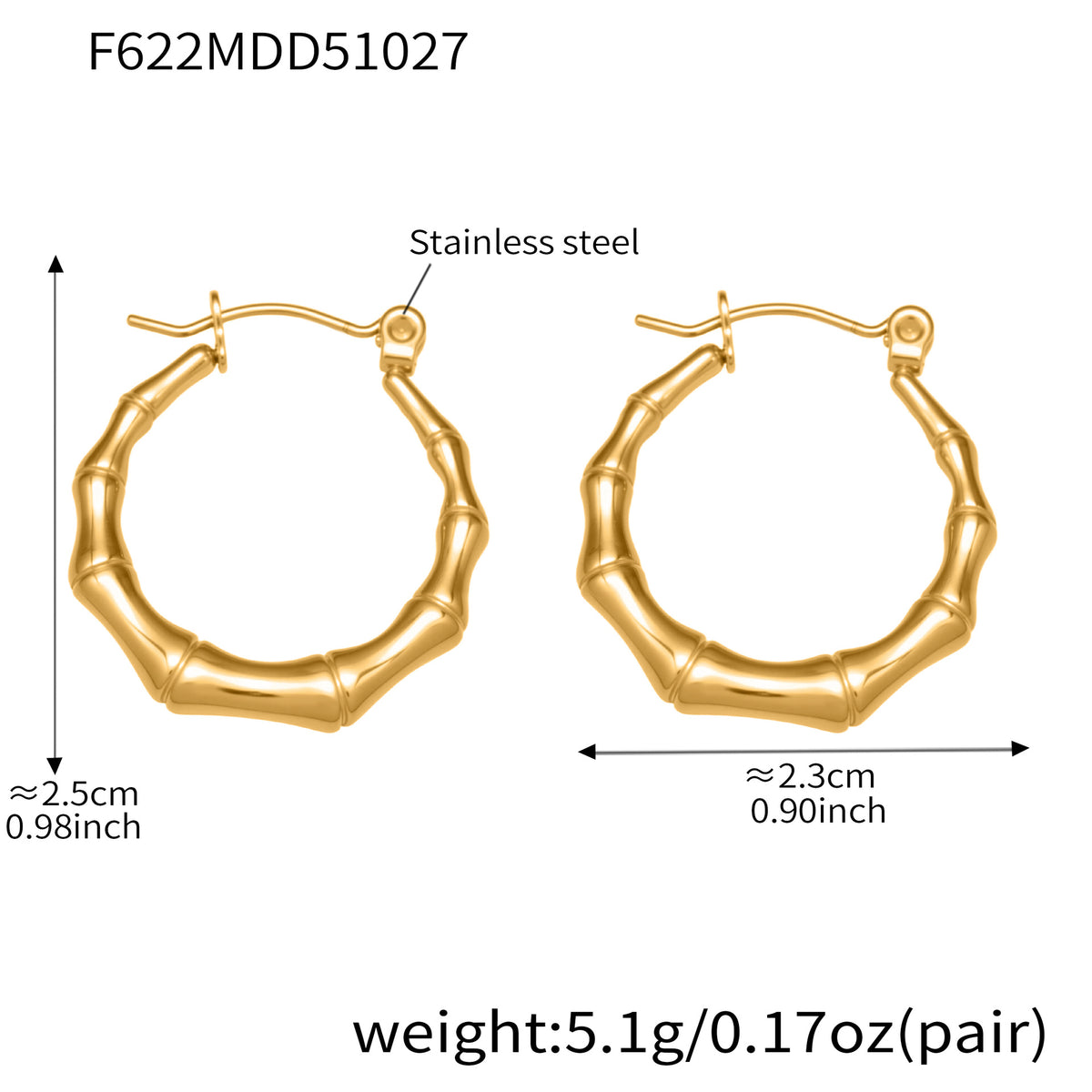 Bamboo-Style Textured Hoop Earrings