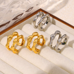 Sculptural Open Copper-Base Ring