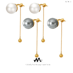 Pearl-Look Chain Tassel Stud Earrings