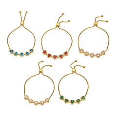 18K Gold-Plated Color Cubic Zirconia Slider Bracelet