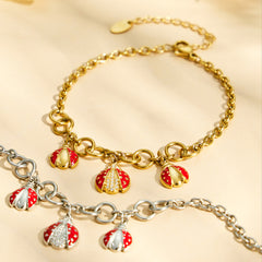 18K Gold-Plated Enamel Ladybug Jewelry