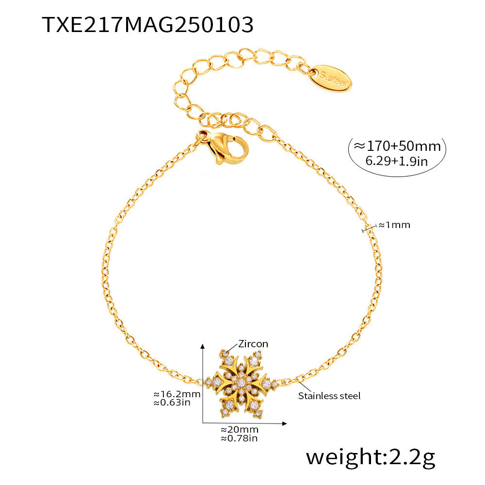 18K Gold-Plated Sparkling Snowflake Chain Bracelet