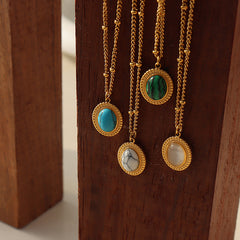 Oval Stone-Look Necklace or Earrings