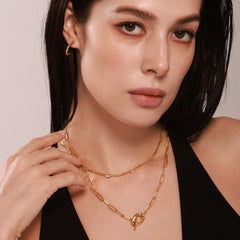 Toggle Chain and Square Cubic Zirconia Necklaces