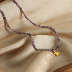 Amazonite Star Pendant Beaded Necklace