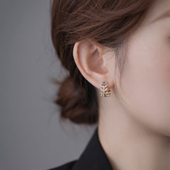 Camille Vintage-Inspired Pavé Leaf Stud Earrings