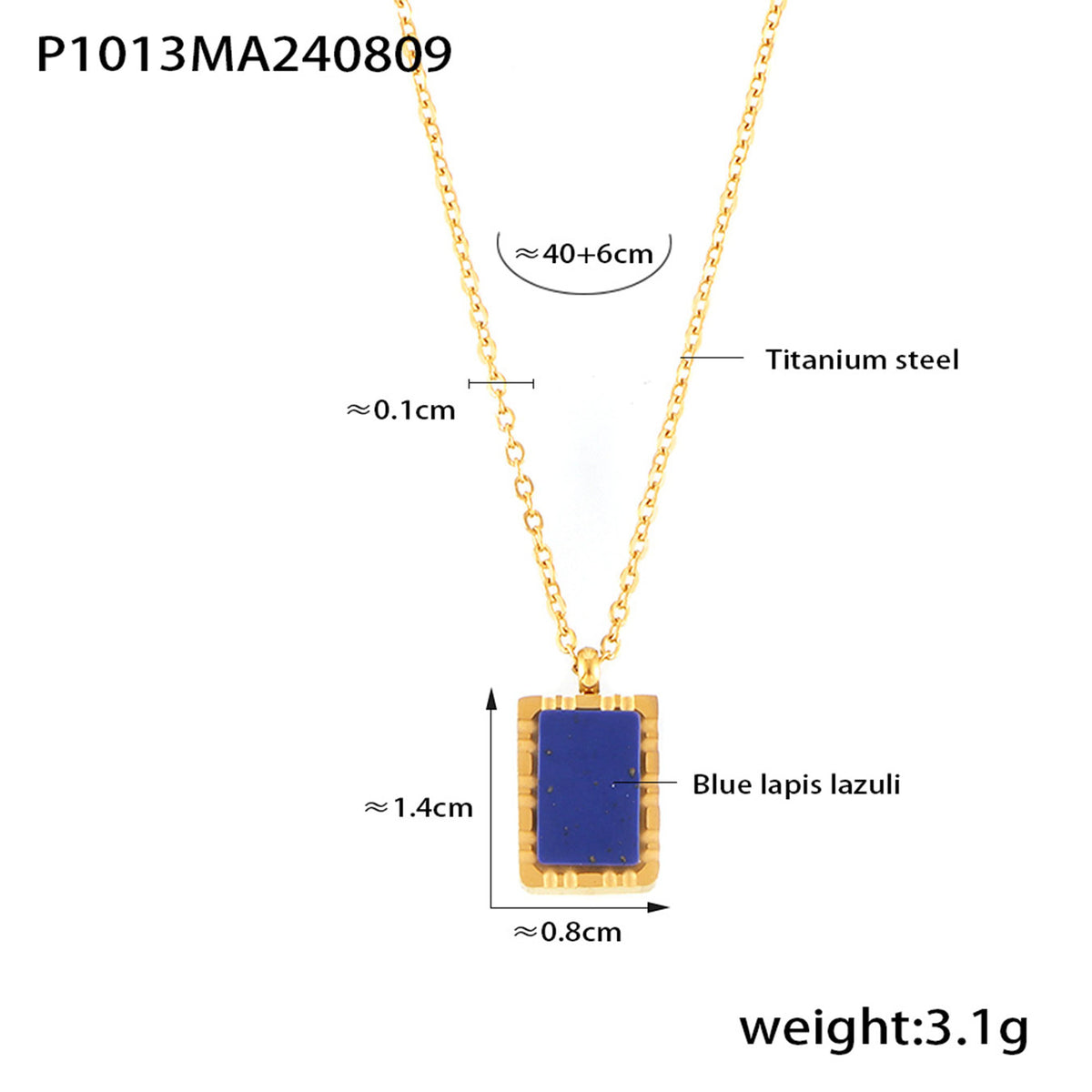 18K Gold-Plated Lapis Lazuli Pendant and Layering Chain