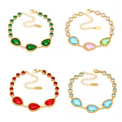 Gold-Tone Teardrop Glass Link Bracelet
