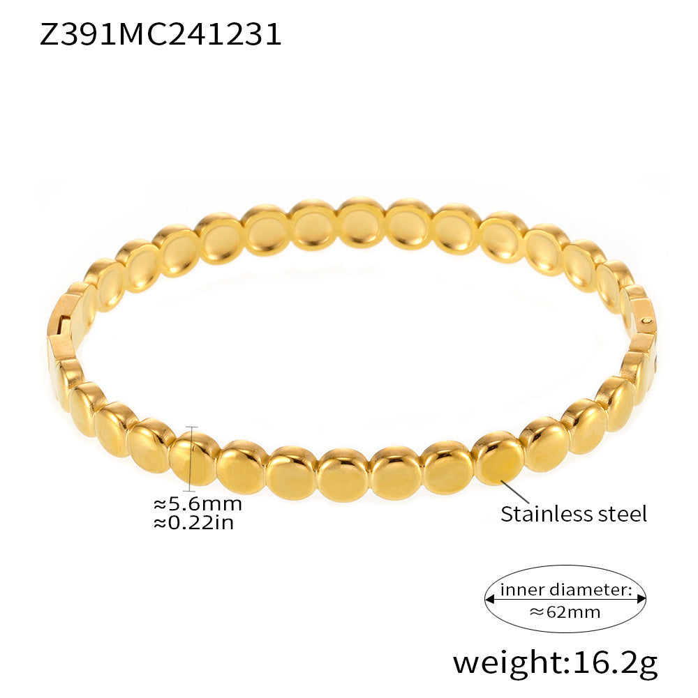 18K Gold-Plated Beaded Clasp Bangle Bracelet