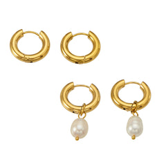 Freshwater Pearl Accent Hoop Earrings