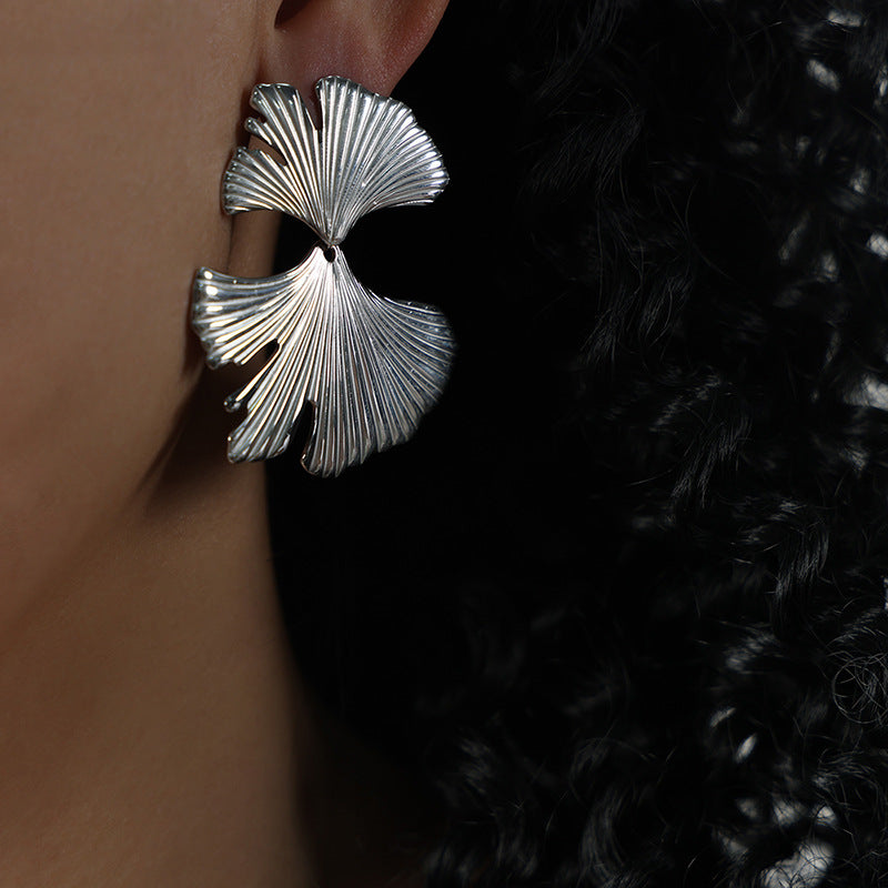 Sculptural Ginkgo Leaf Earrings
