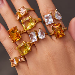 18K Gold-Plated Cubic Zirconia Open Ring Collection