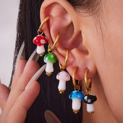 18K Gold-Plated Resin Mushroom Charm Earrings
