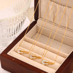 Gold-Tone Violin Shell Pendant Necklace