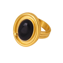 Black Agate Oval Statement Ring