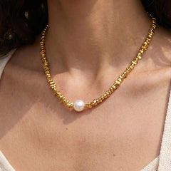 18K Gold-Plated Pearl Accent Necklace