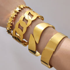 18K Gold-Plated Bold Geometric Bangle Bracelet