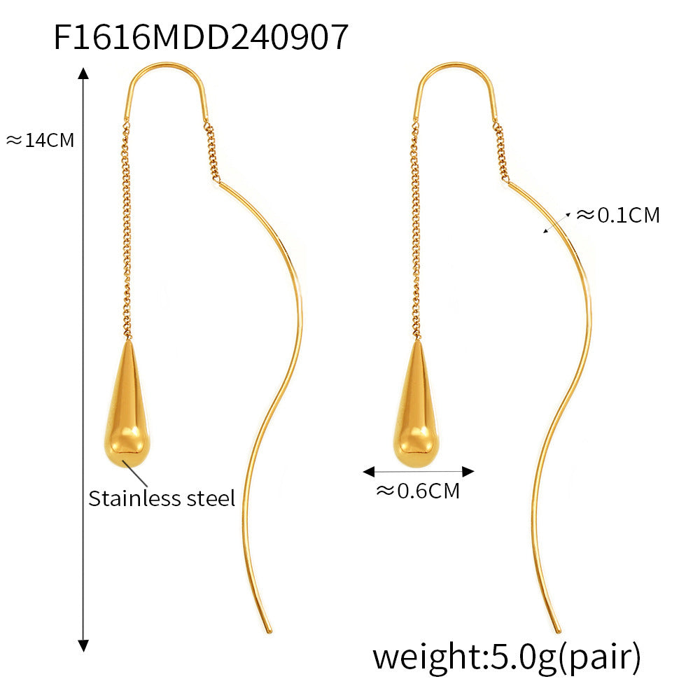 Teardrop Chain Threader Earrings